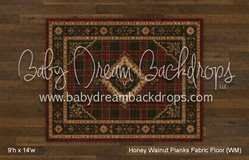 Honey Walnut Planks with Evergreen Tartan Rug Fabric Floor (WM)
