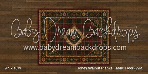 Honey Walnut Planks with Evergreen Tartan Rug Fabric Floor (WM)