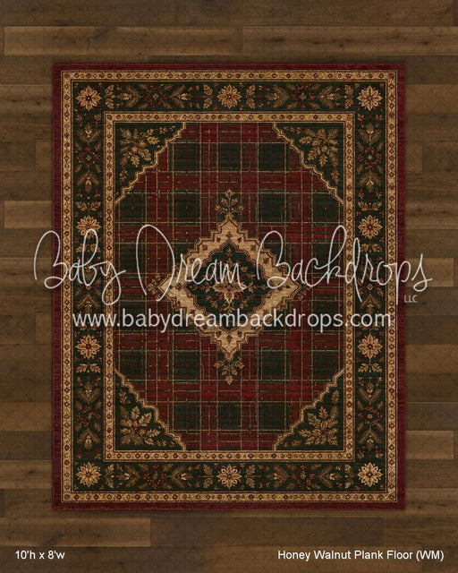 Honey Walnut Planks with Evergreen Tartan Rug Fabric Floor (WM)