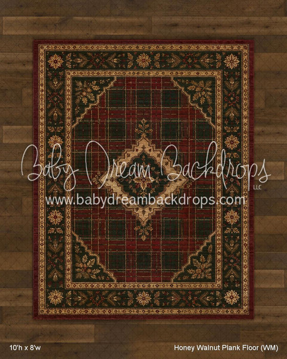Honey Walnut Planks with Evergreen Tartan Rug Fabric Floor (WM)