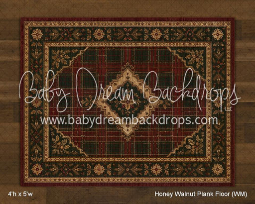 Honey Walnut Planks with Evergreen Tartan Rug Floor (WM)