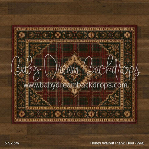 Honey Walnut Planks with Evergreen Tartan Rug Floor (WM)