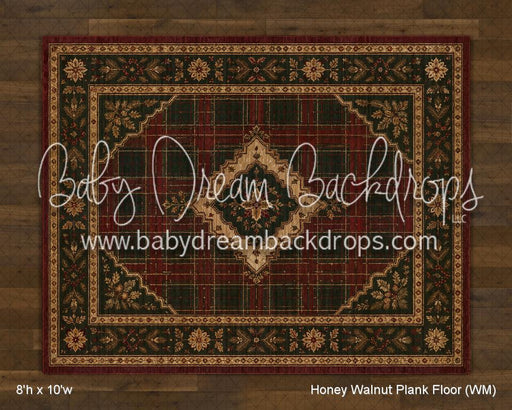 Honey Walnut Planks with Evergreen Tartan Rug Floor (WM)
