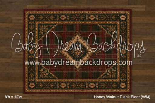 Honey Walnut Planks with Evergreen Tartan Rug Floor (WM)