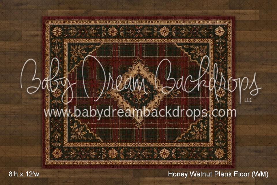 Honey Walnut Planks with Evergreen Tartan Rug Floor (WM)