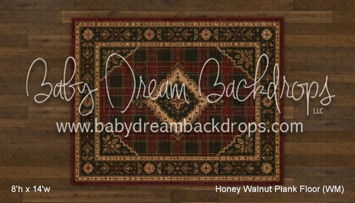 Honey Walnut Planks with Evergreen Tartan Rug Fabric Floor (WM)
