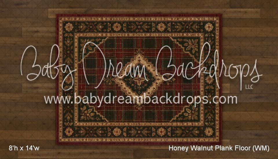 Honey Walnut Planks with Evergreen Tartan Rug Floor (WM)