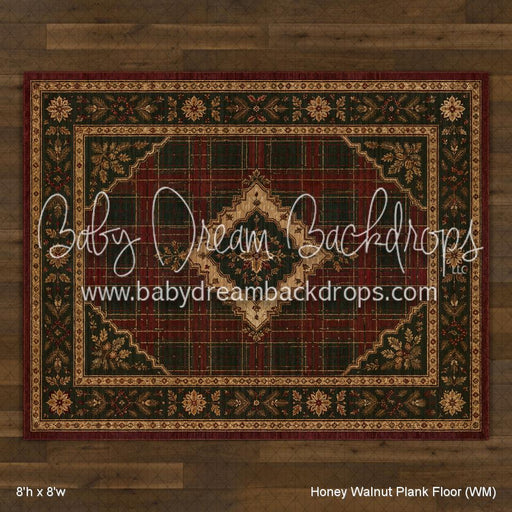 Honey Walnut Planks with Evergreen Tartan Rug Floor (WM)