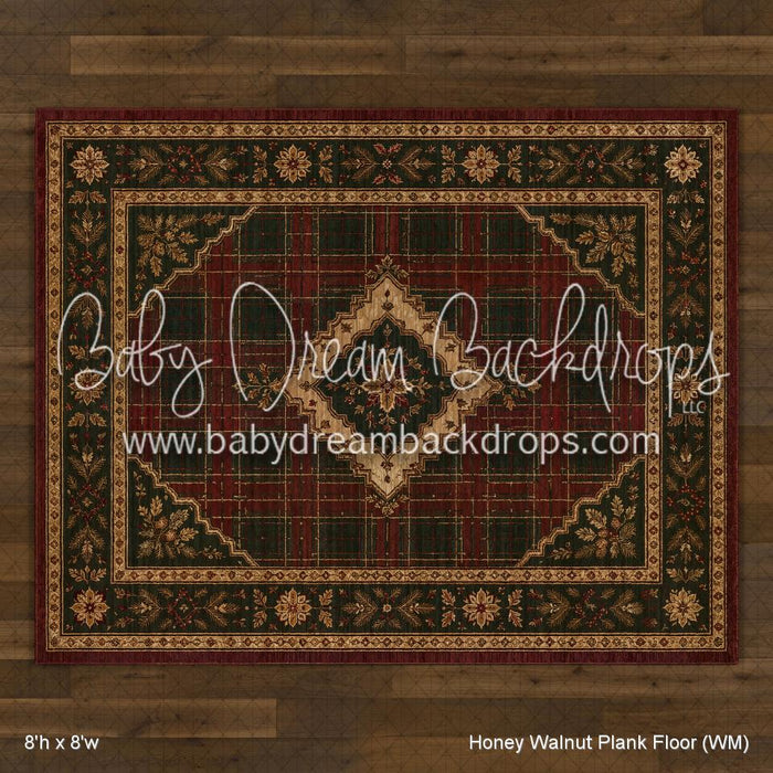 Honey Walnut Planks with Evergreen Tartan Rug Fabric Floor (WM)