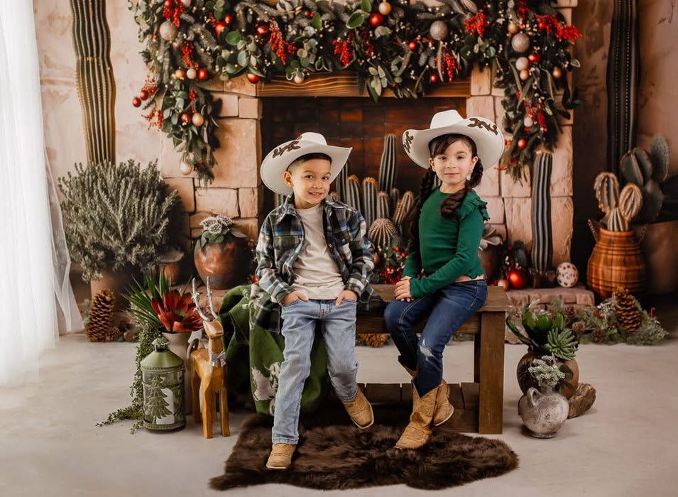 Desert Christmas Mantle with Lights (MD)