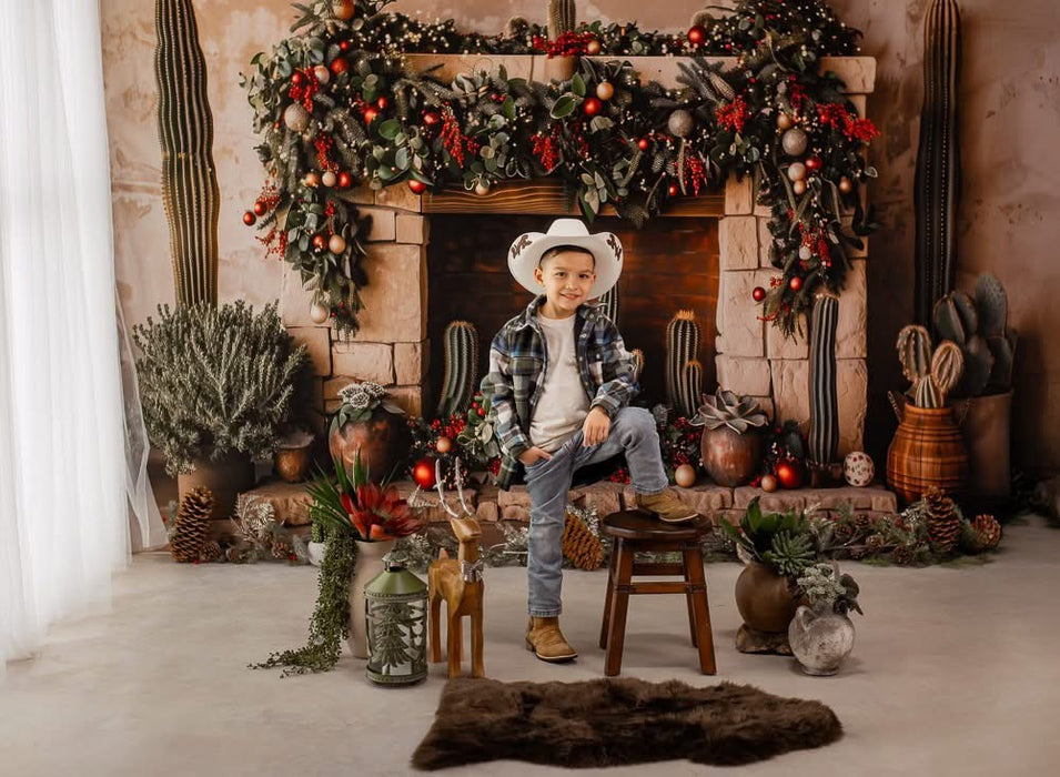 Desert Christmas Mantle with Lights (MD)
