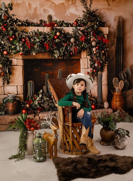 Desert Christmas Mantle with Lights (MD)