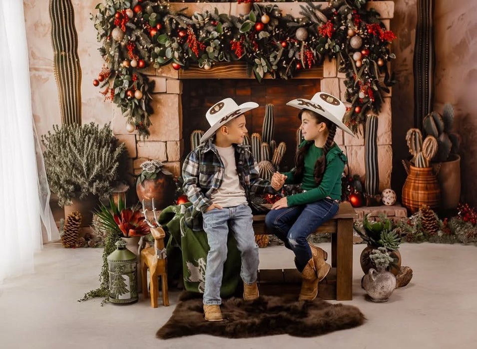 Desert Christmas Mantle with Lights (MD)