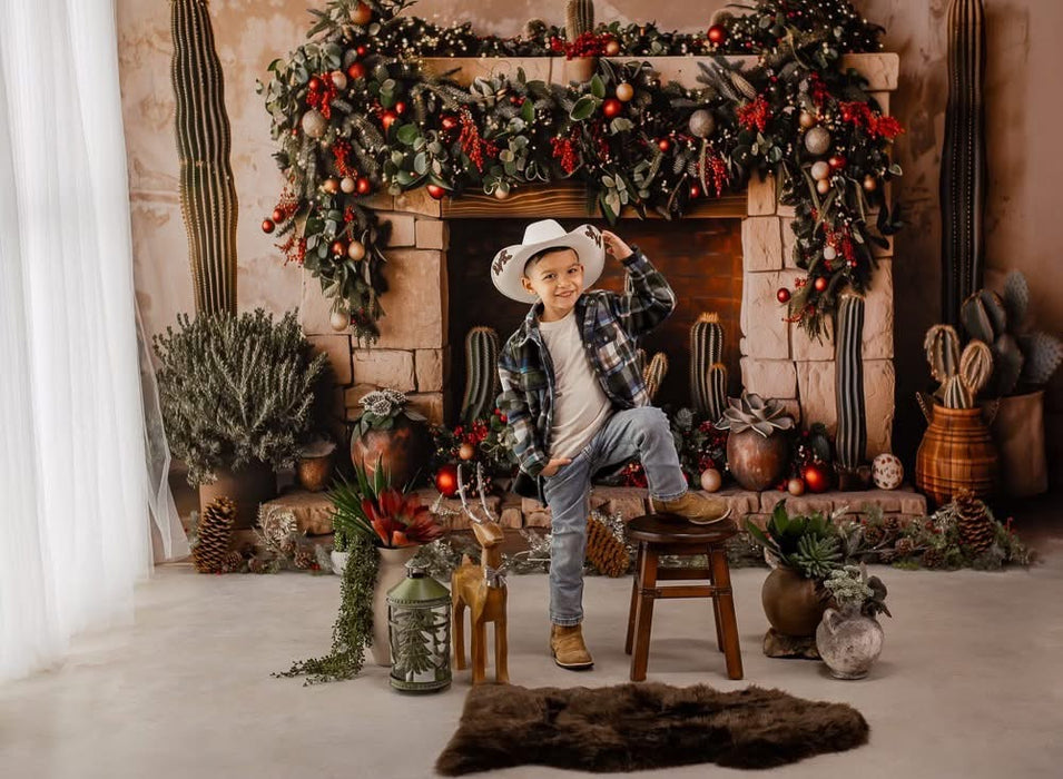Desert Christmas Mantle with Lights (MD)