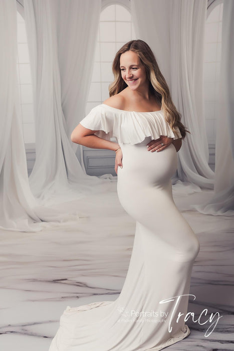 Sweep White Layered Drapes (BD)