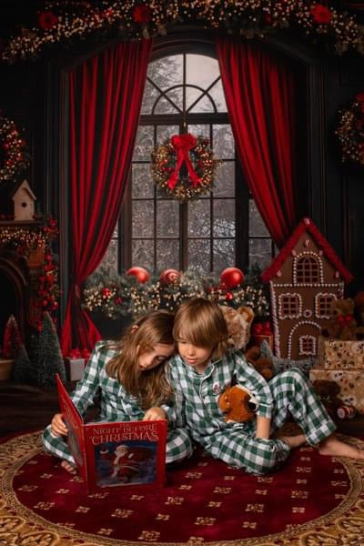 Room Beary Christmas Living Room + Window  + Chestnut Planks