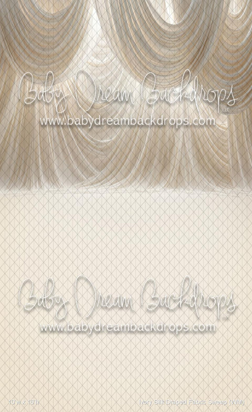 Ivory Silk Draped Fabric Sweep (WM)