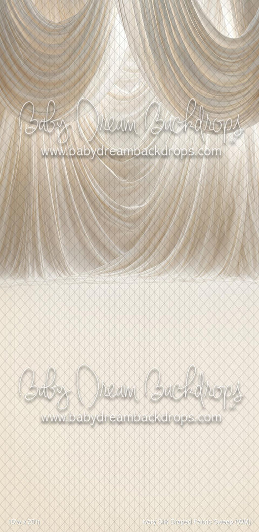 Ivory Silk Draped Fabric Sweep (WM)