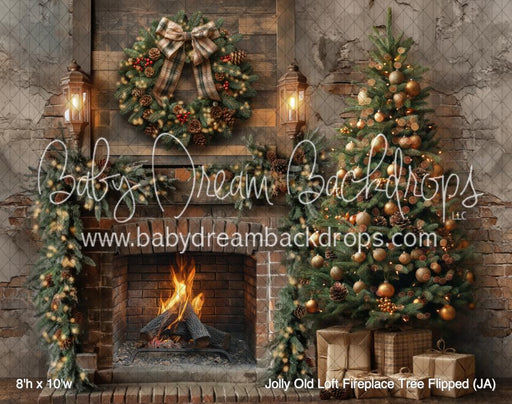 Jolly Old Loft Fireplace Tree Flipped (JA)
