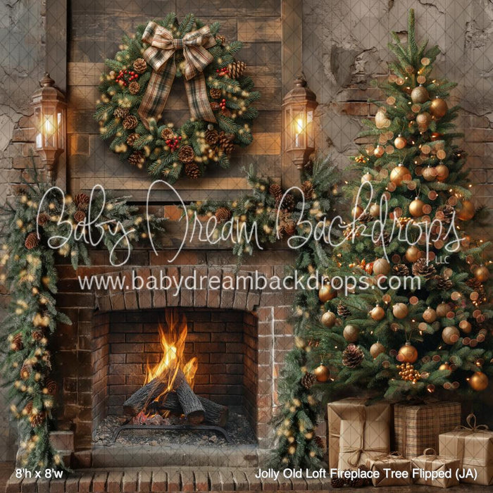 Jolly Old Loft Fireplace Tree Flipped (JA)