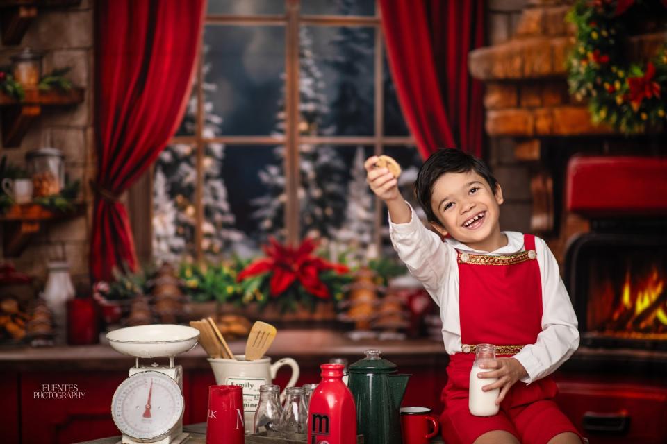 Room Merry Moonlight Fireplace Trees + Merry Moonlight Kitchen + Archer Holiday Rug