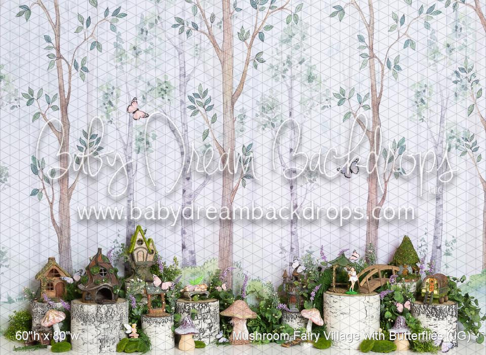 Mushroom Fairy Village with Butterflies (JG)