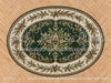 Natural Oak Herringbone with Evergreen Rug Fabric Floor (WM)