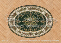 Natural Oak Herringbone with Evergreen Rug Fabric Floor (WM)