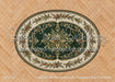 Natural Oak Herringbone with Evergreen Rug Fabric Floor (WM)