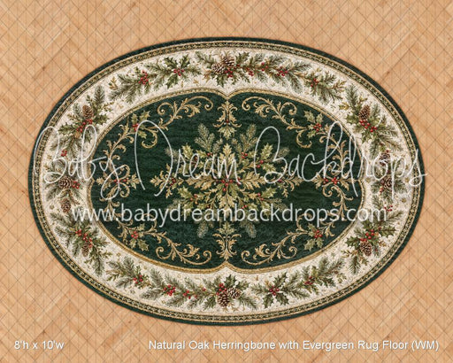Natural Oak Herringbone with Evergreen Rug Floor (WM)