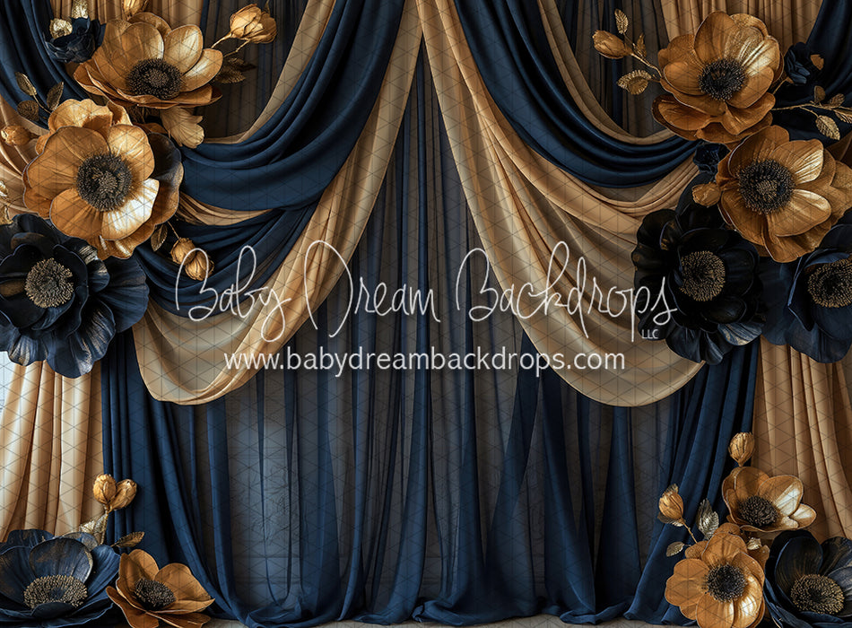 Navy Cascade of Golden Petals (BD)