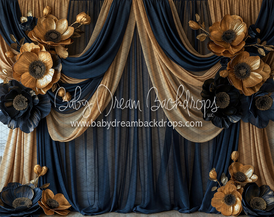 Navy Cascade of Golden Petals (BD)