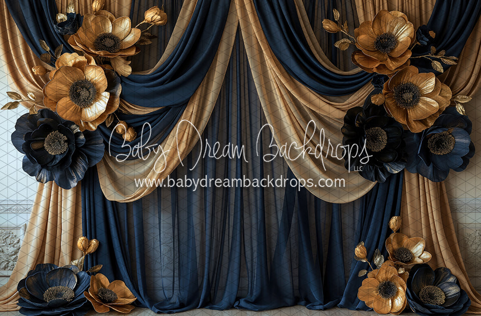 Navy Cascade of Golden Petals (BD)