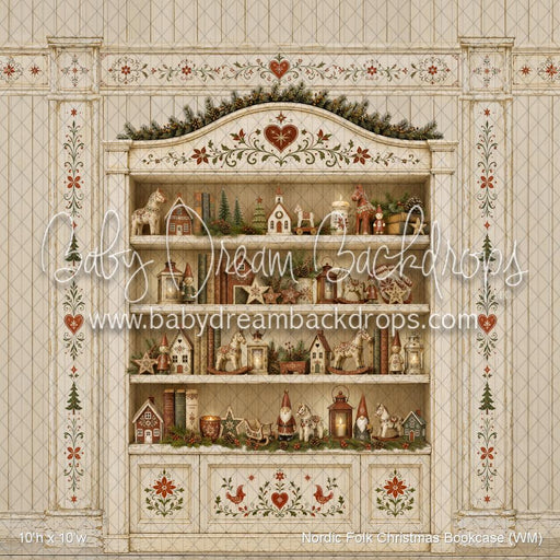 Nordic Folk Christmas Bookcase (WM)