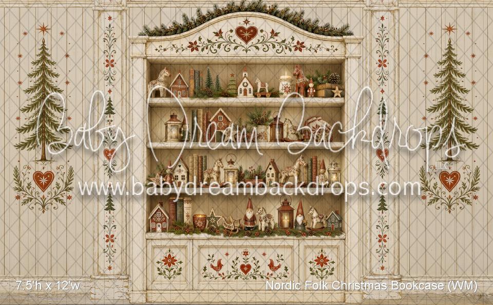 Nordic Folk Christmas Bookcase (WM)