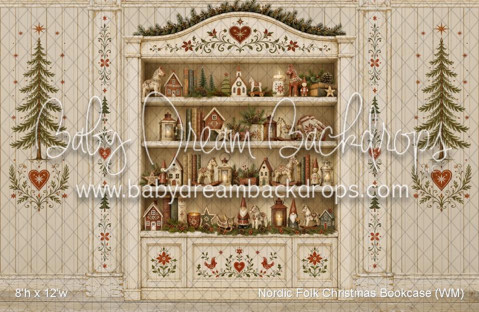 Nordic Folk Christmas Bookcase (WM)