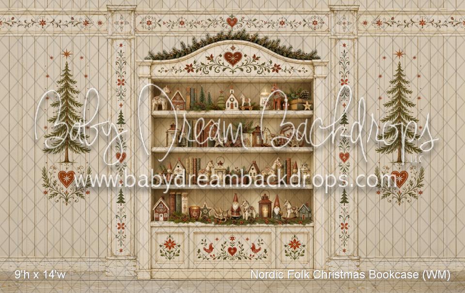 Nordic Folk Christmas Bookcase (WM)
