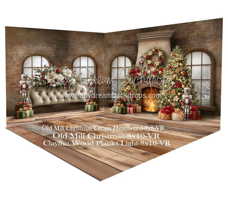 Room Old Mill Christmas + Old Mill Christmas Cream Headboard + Clayton Wood Planks Light Floor (VR)