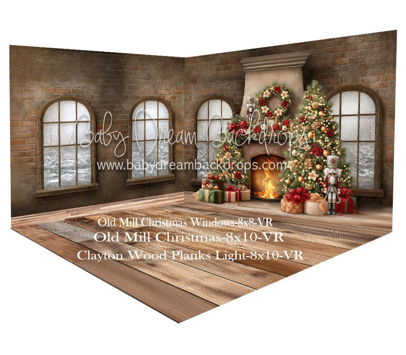 Room Old Mill Christmas + Old Mill Christmas Window + Clayton Wood Planks Light Floor (VR)