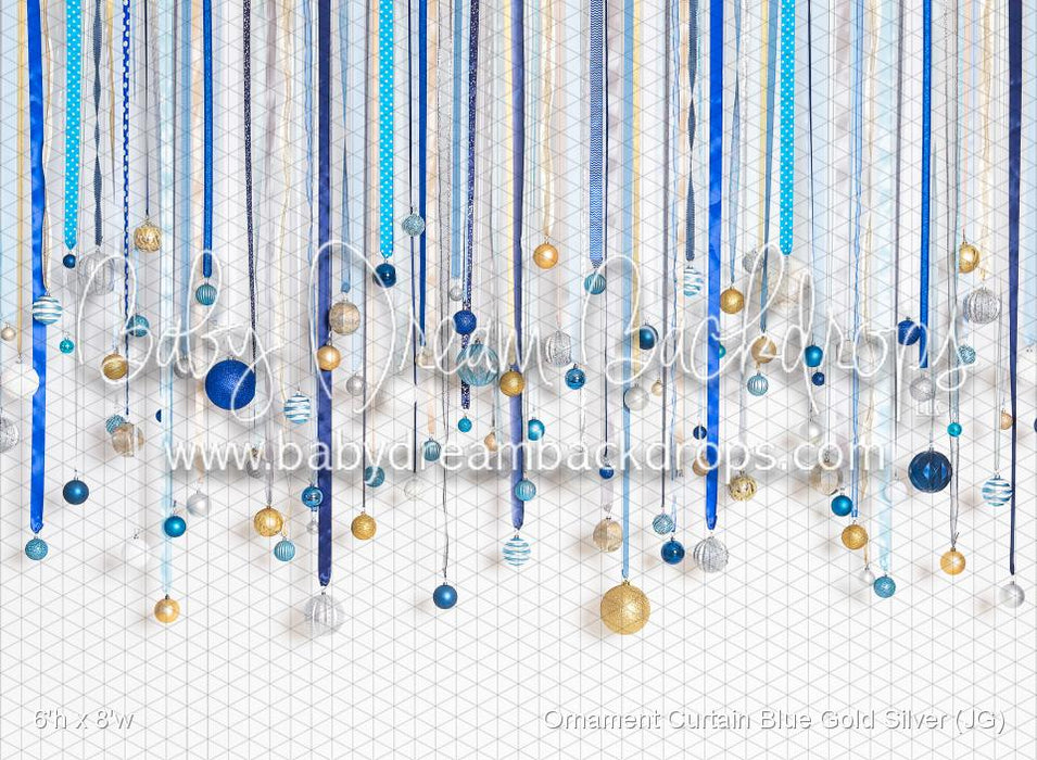 Ornament Curtain Blue Gold Silver (JG)