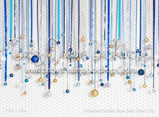 Ornament Curtain Blue Gold Silver (JG)