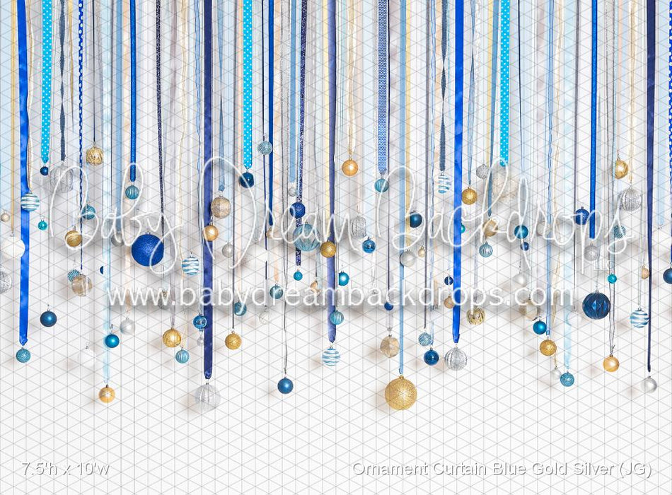 Ornament Curtain Blue Gold Silver (JG)