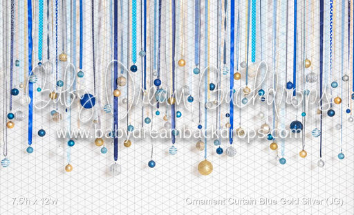 Ornament Curtain Blue Gold Silver (JG)