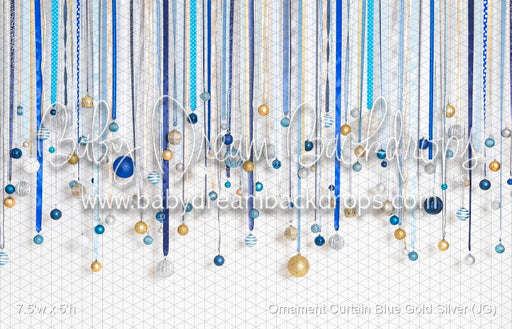 Ornament Curtain Blue Gold Silver (JG)