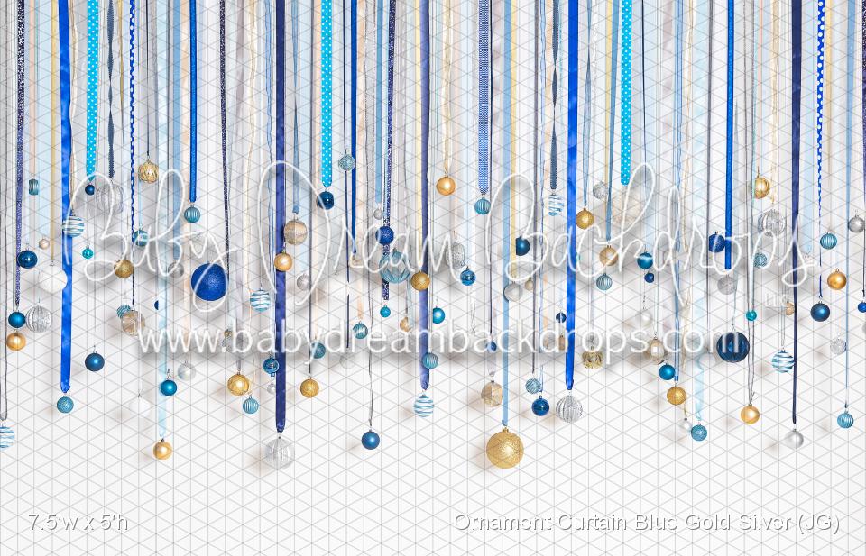 Ornament Curtain Blue Gold Silver (JG)