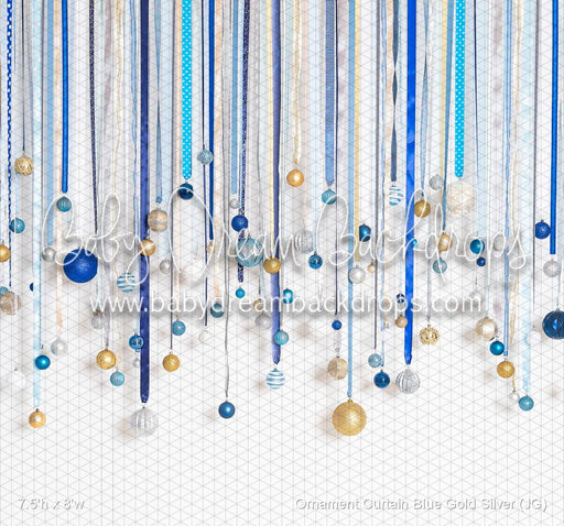 Ornament Curtain Blue Gold Silver (JG)