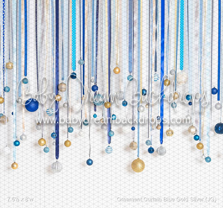 Ornament Curtain Blue Gold Silver (JG)