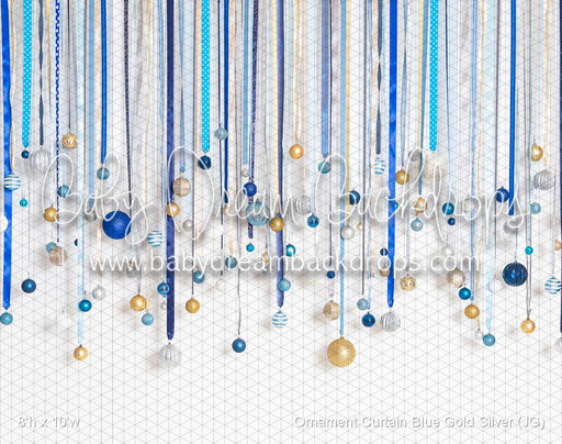 Ornament Curtain Blue Gold Silver (JG)