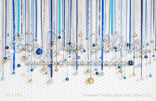 Ornament Curtain Blue Gold Silver (JG)