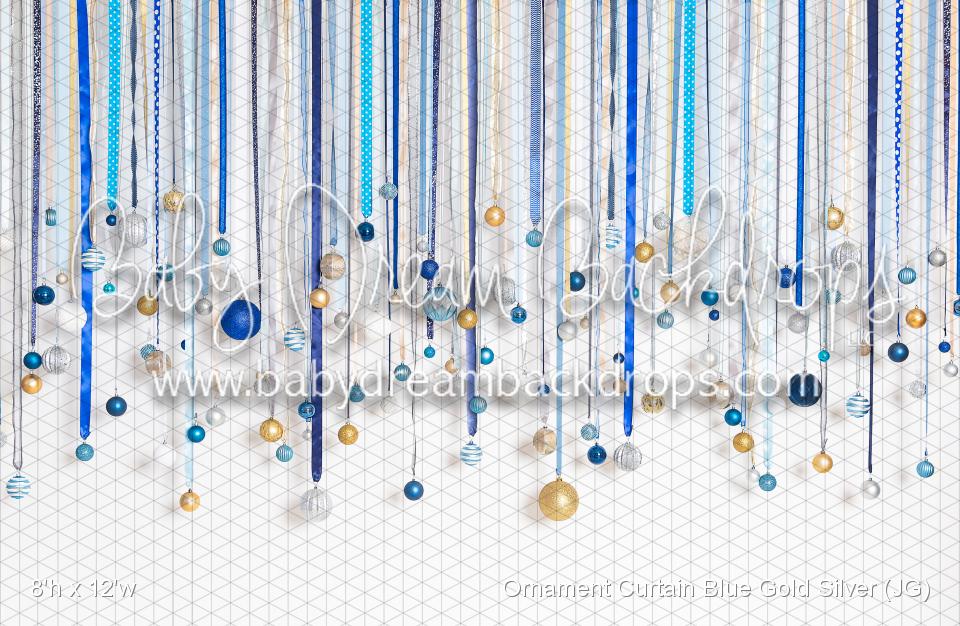Ornament Curtain Blue Gold Silver (JG)